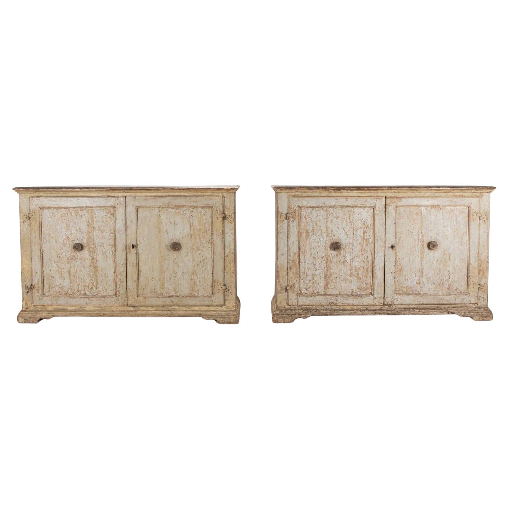 Pair of 18th Century Italian Painted Buffets For Sale