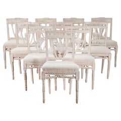 Set of Ten 19th Century Swedish Gustavian Dining Chairs