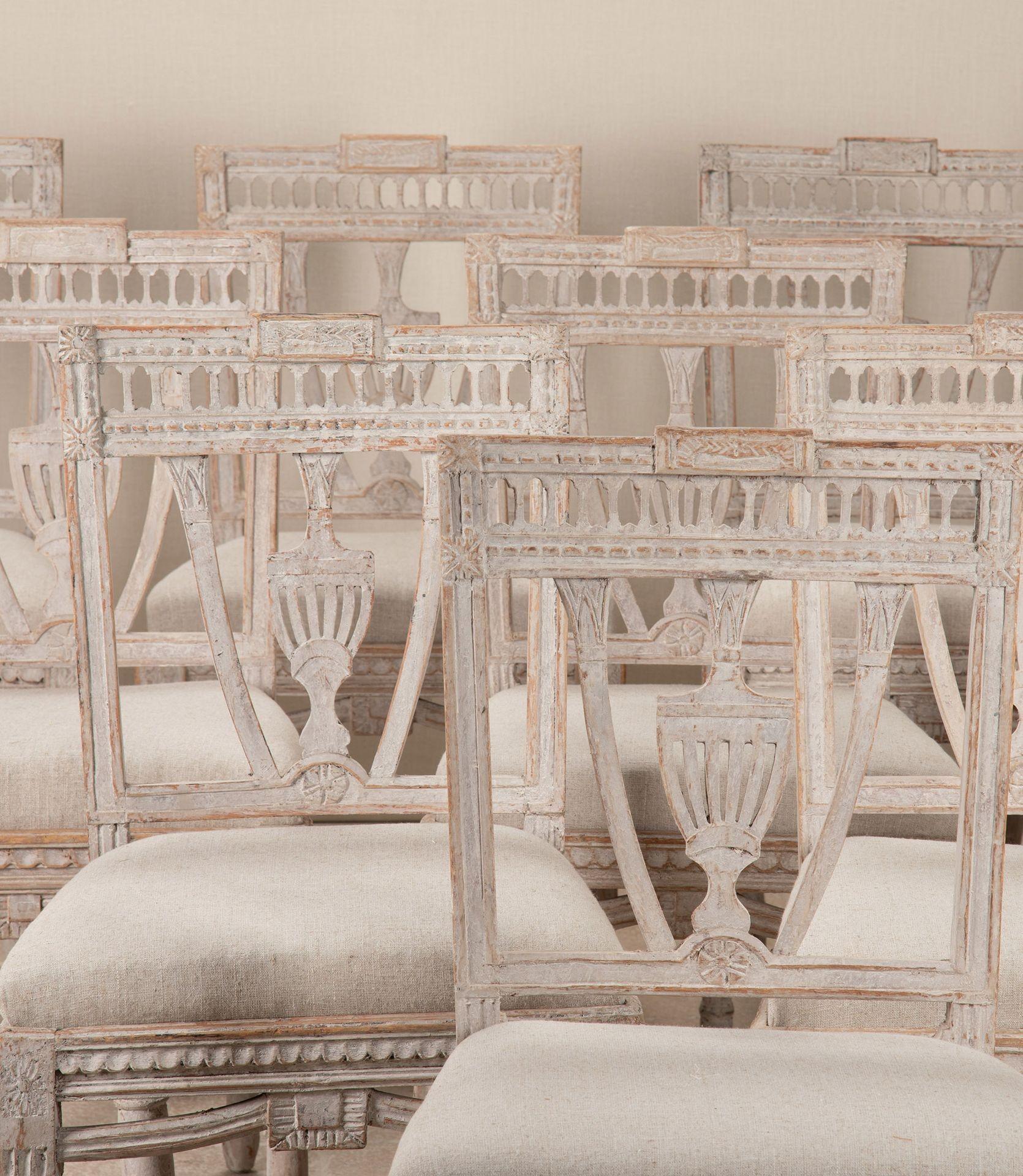 Set of Ten 19th Century Swedish Gustavian Dining Chairs For Sale 6