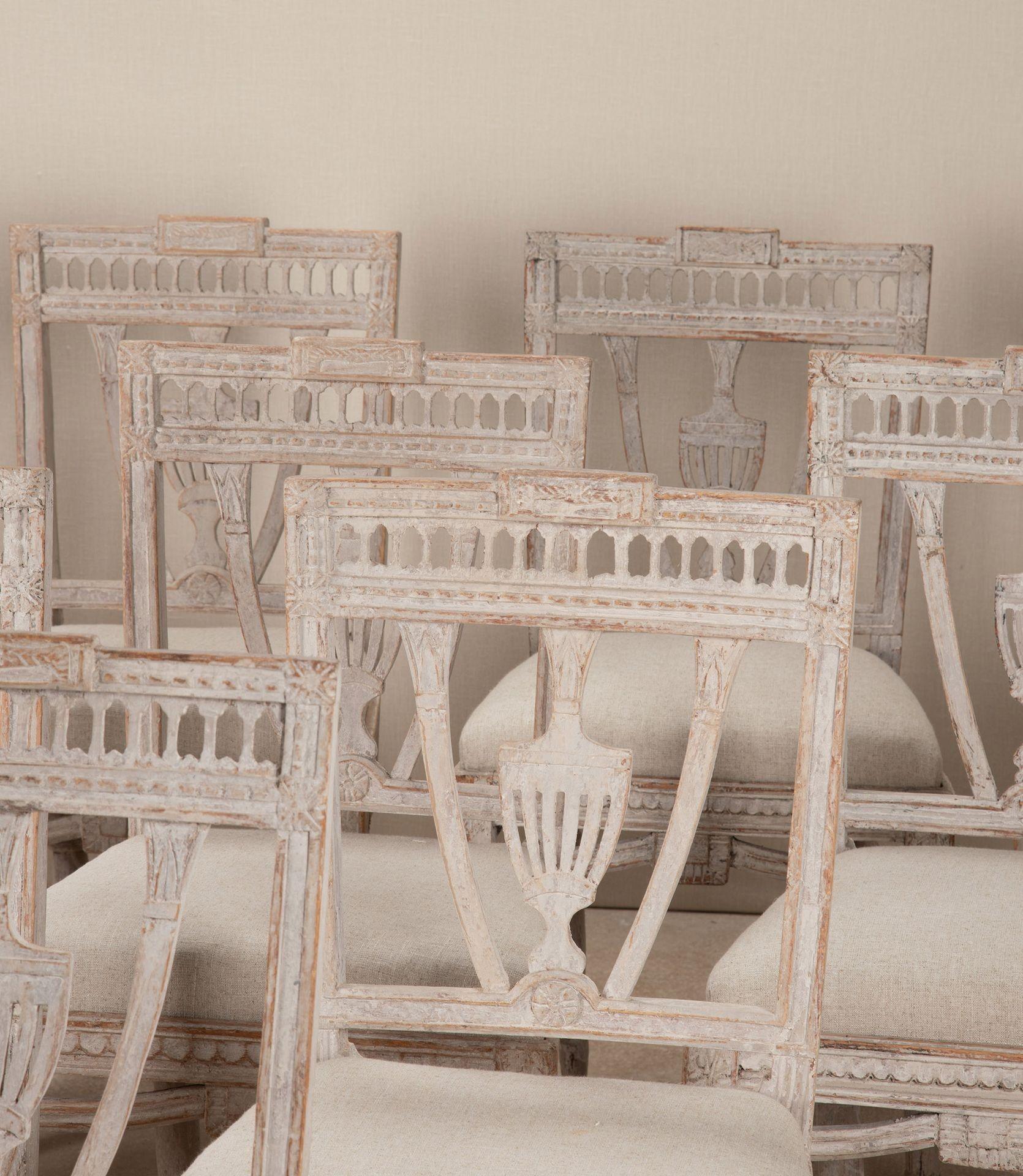 Set of Ten 19th Century Swedish Gustavian Dining Chairs For Sale 3