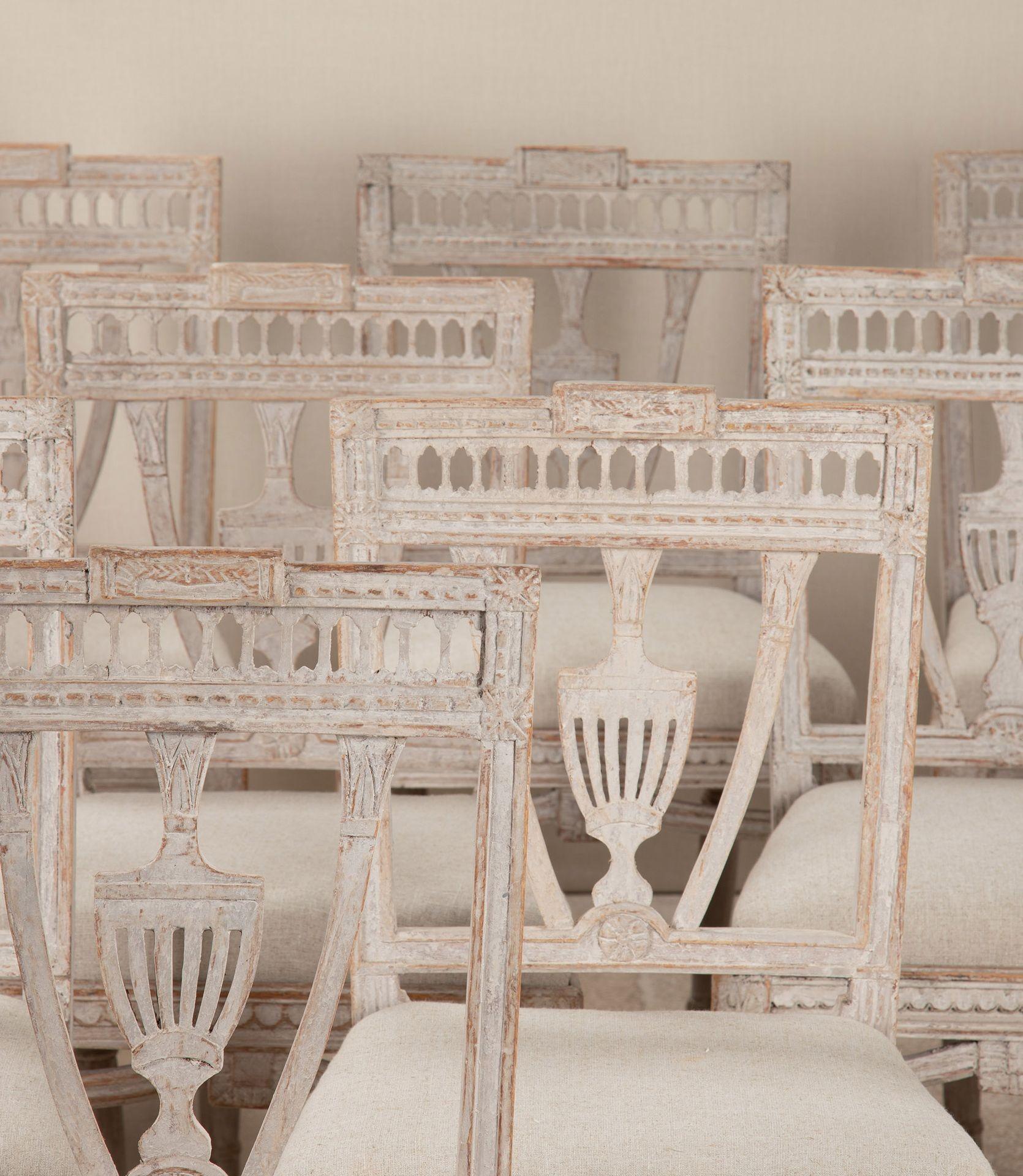 Upholstery Set of Ten 19th Century Swedish Gustavian Dining Chairs For Sale