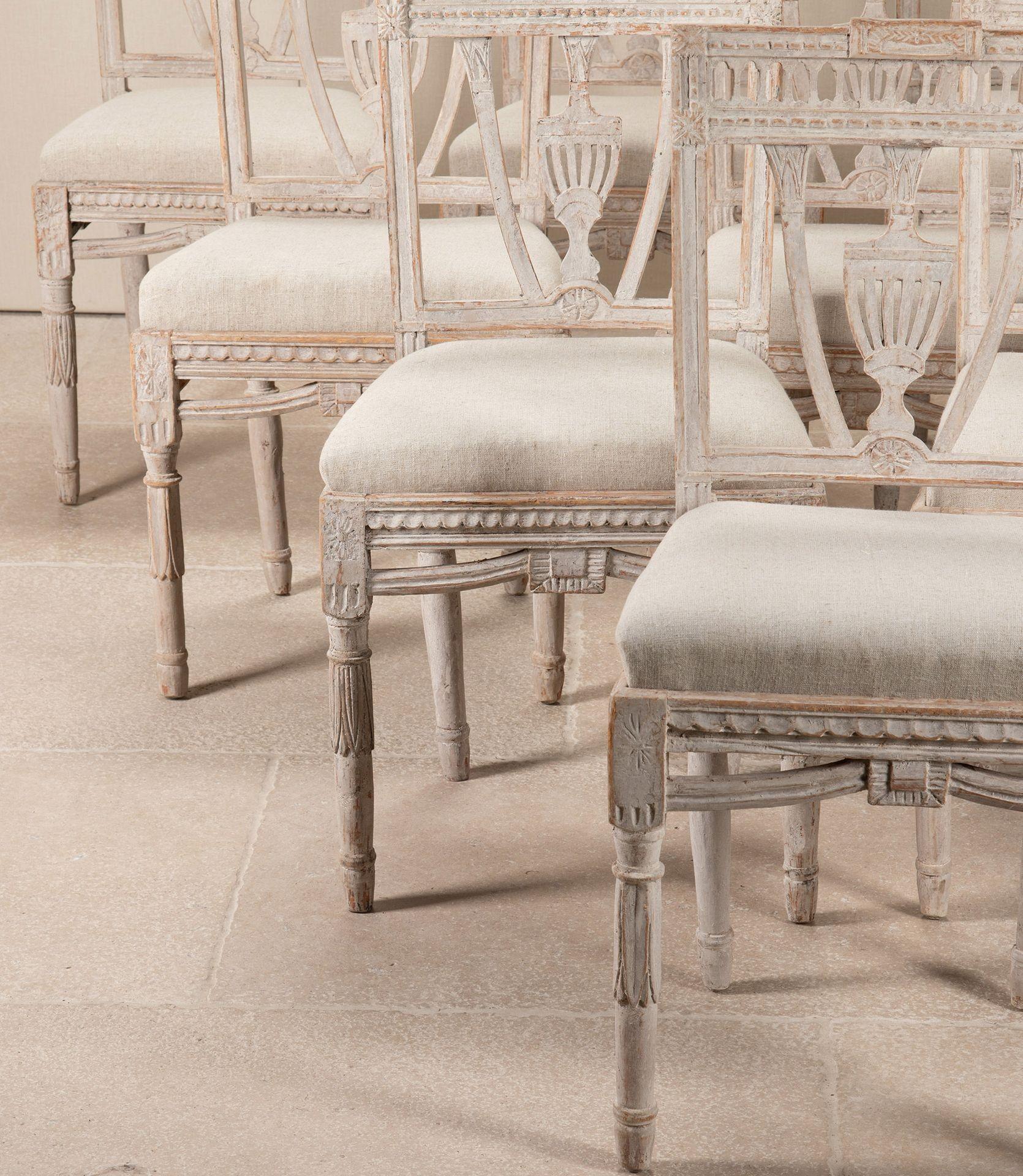 Set of Ten 19th Century Swedish Gustavian Dining Chairs For Sale 1