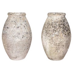 Used Pair of Tall 20th Century French Reconstituted Stone Urns