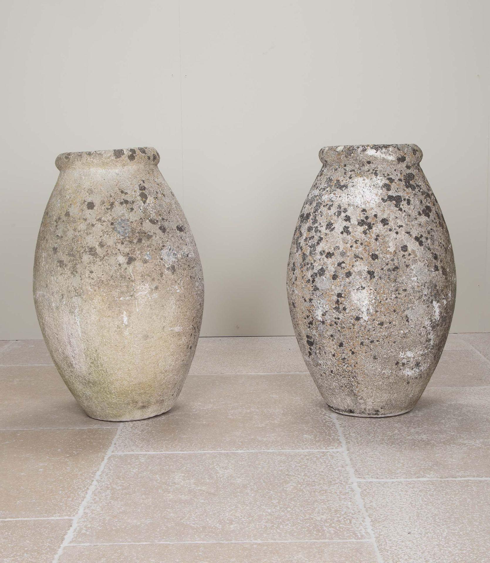 Pair of Tall 20th Century French Reconstituted Stone Urns For Sale 1
