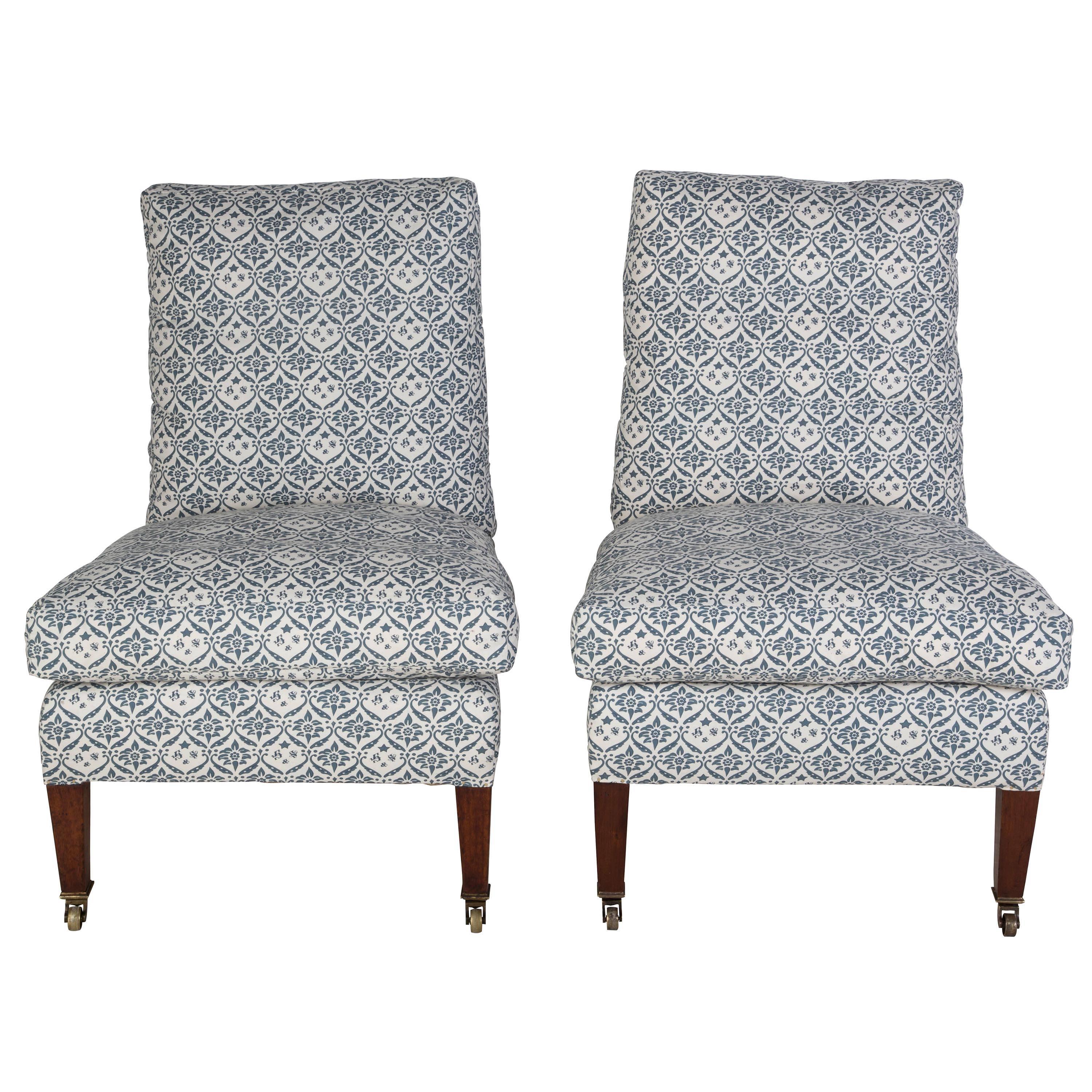 Pair of Howard and Sons Slipper Chairs In Good Condition In Gloucestershire, GB