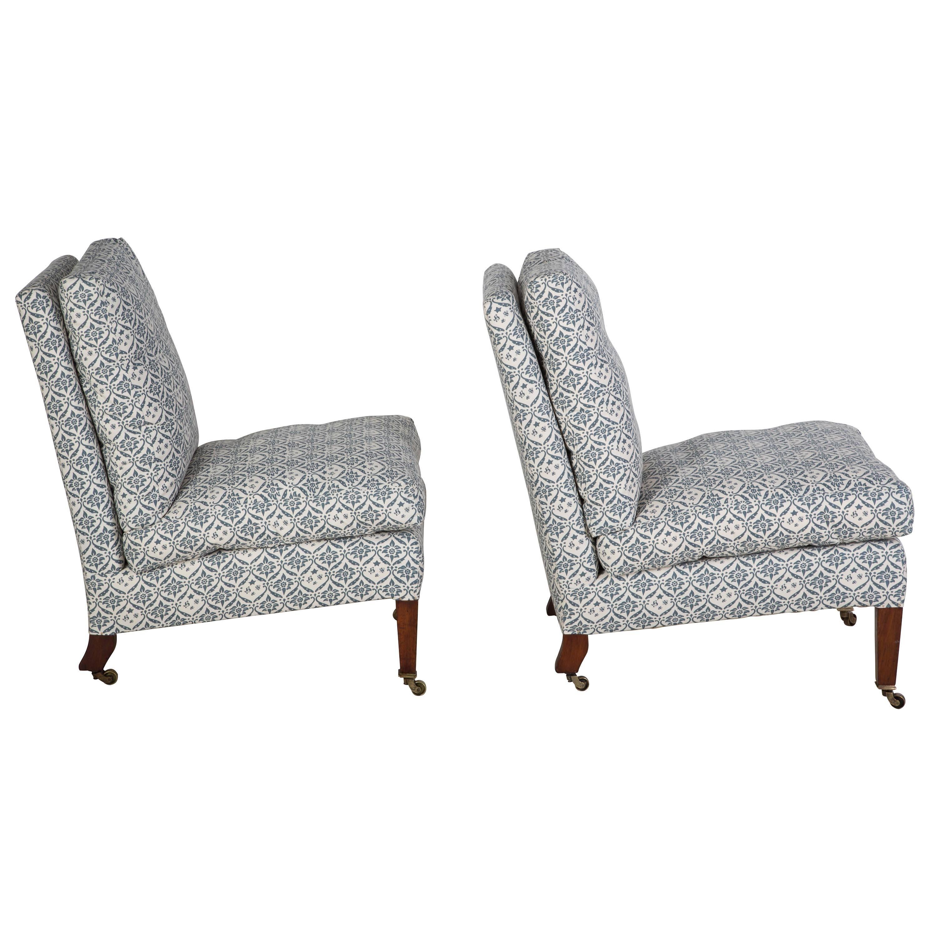 20th Century Pair of Howard and Sons Slipper Chairs