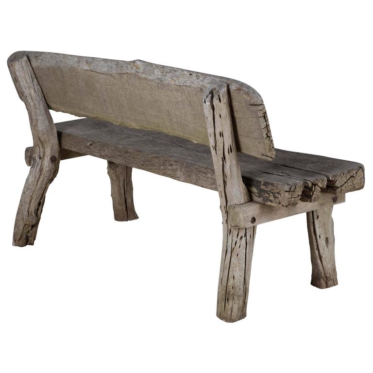 Rustic Oak Bench at 1stdibs