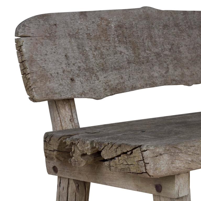 Rustic Oak Bench at 1stdibs