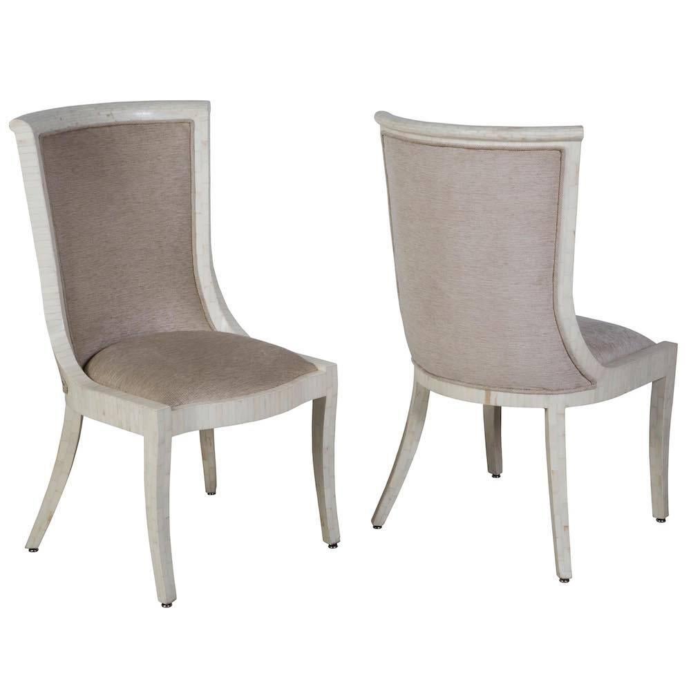 Set of Bone Veneered Dining Chairs by E Garcel In Good Condition In Gloucestershire, GB