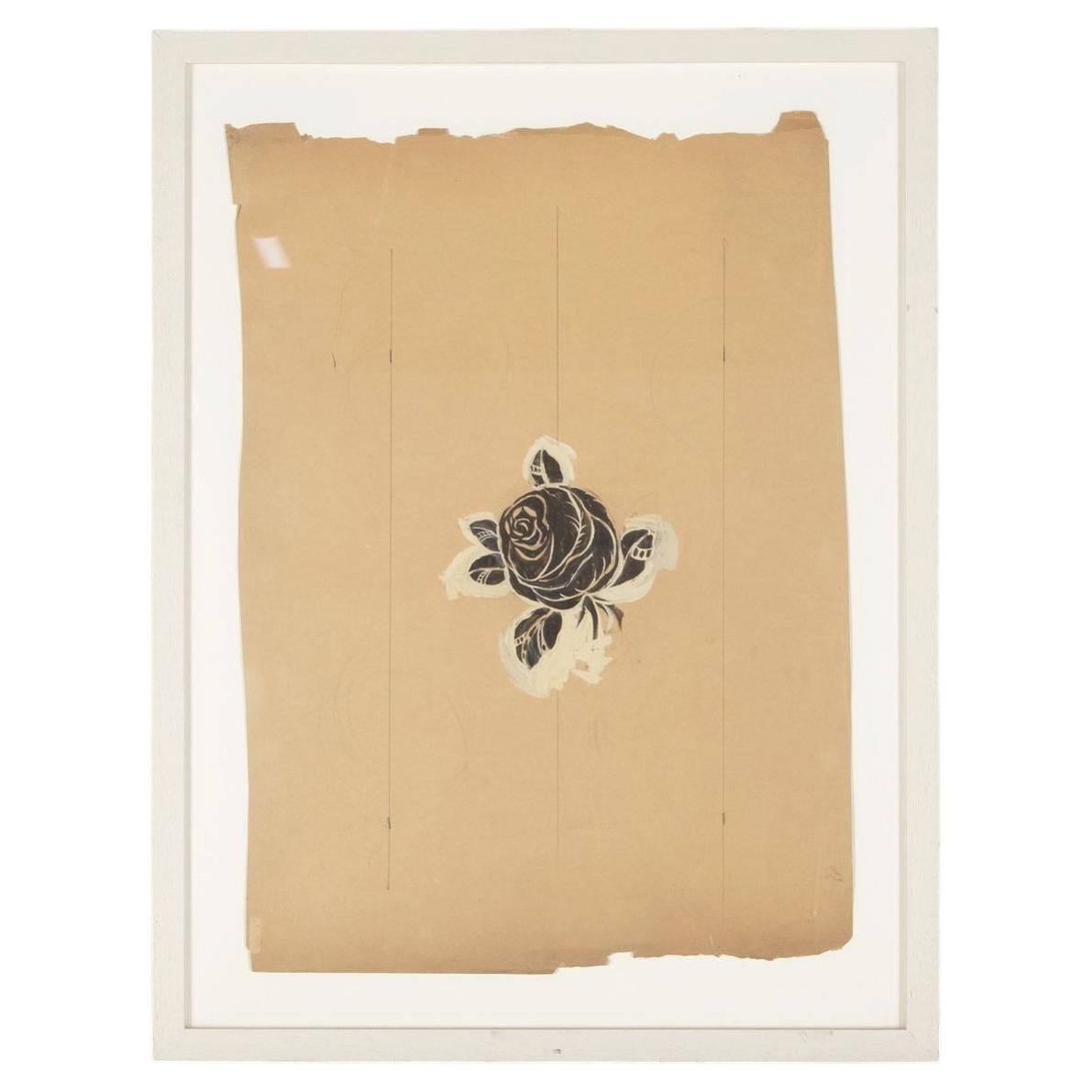 19th Century French Framed Bianchini-Ferier Black Rose Design