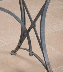 Large 19th Century French Marble Top Cast Iron Table