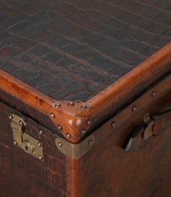 Early 20th Century English Crocodile Pressed Leather Trunk