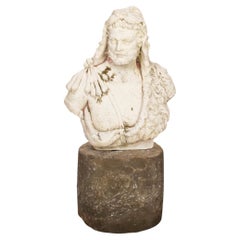 Large 19th Century Limestone Composition Bust of Hercules