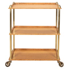 Late Victorian Oak and Brass Etagere or Trolley