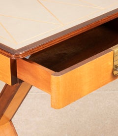 Mid-Century Sycamore and Kingwood Writing Table by Laszo Hoenig (1905-1971)