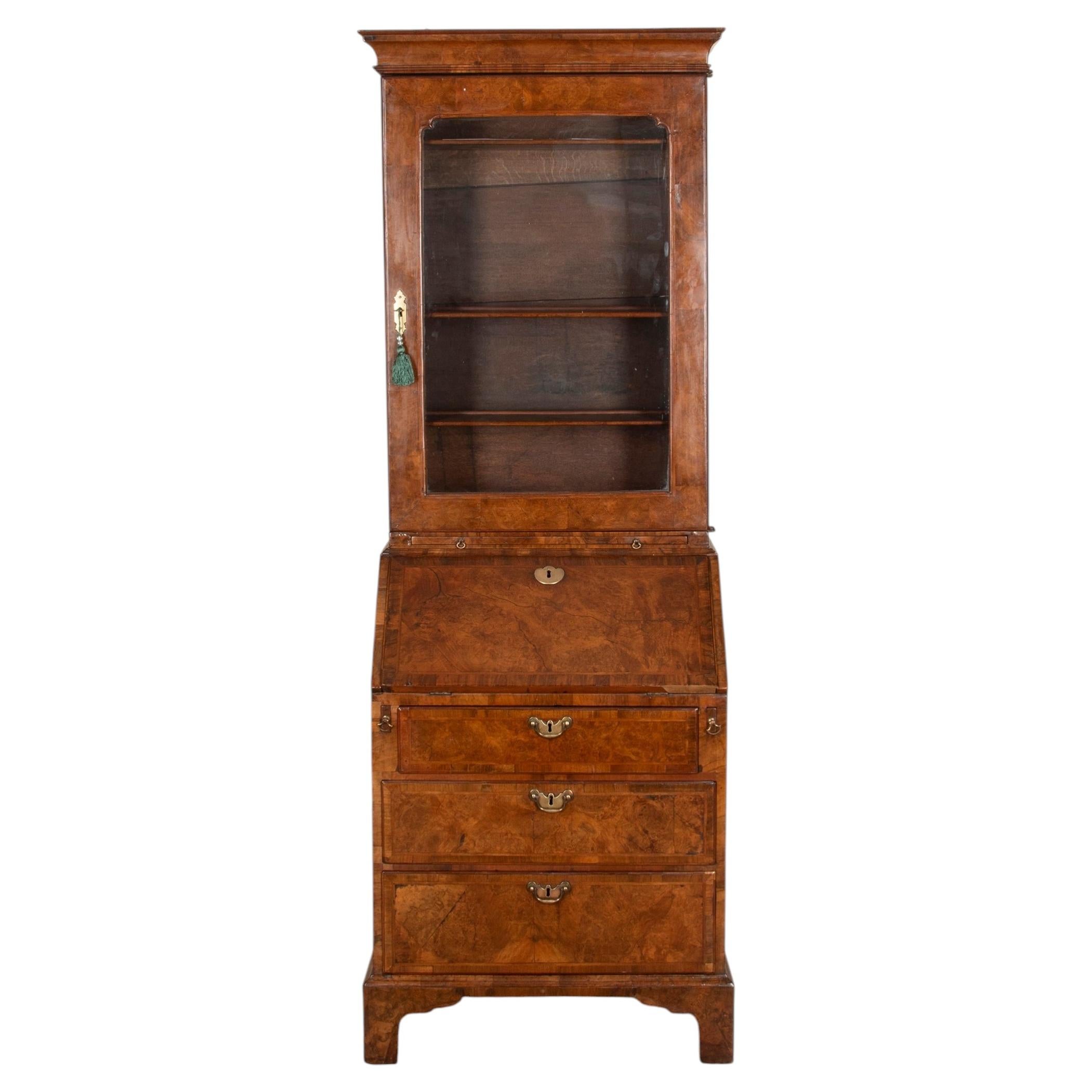 George II Walnut Bureau Bookcase For Sale