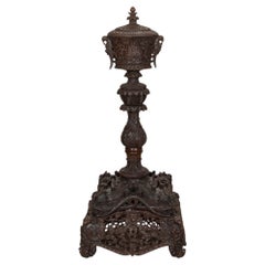 19th Century Ceylonese Carved Teak Teapoy or Champagne Bucket