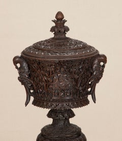 19th Century Ceylonese Carved Teak Teapoy or Champagne Bucket