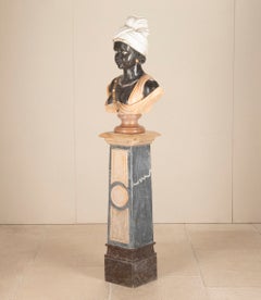 Late 19th Century Italian Marble Blackamoor Bust on Column