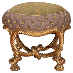 Napoleon III Gilt Wood Rope Twist Carved Tabouret