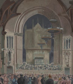 Dipinto a olio su tela della fine del XIX secolo, “Il ballo dei stampatori di calicò”, 1882, di Forre