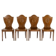 Set of Four 19th Century English Regency Mahogany Hall Chairs