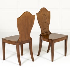 Set of Four 19th Century English Regency Mahogany Hall Chairs