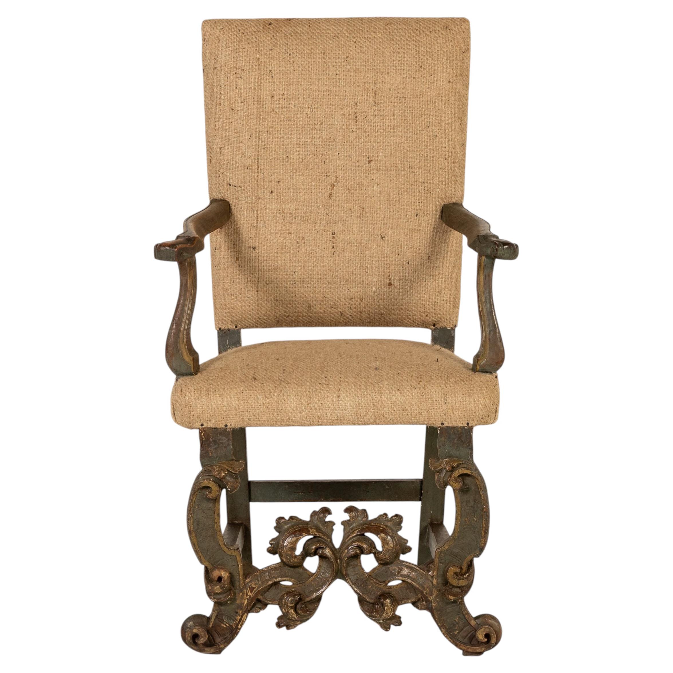 Fauteuil baroque italien du XVIIe siècle en vente