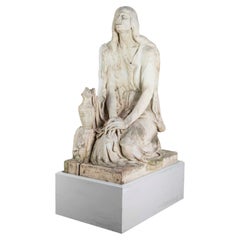 Large 19th Century English Pre-Raphaelite Limewood Carving 'St Agnes'