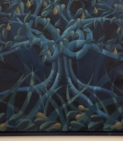 Contemporary English Art Deco Style Painting by Vera Jefferson 'Pear Tree in Moo
