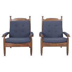 Pair of Mid-20th Century Oak Armchairs in the Style of Jorge Zalszupin