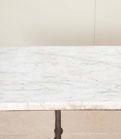 Large 19th Century French Marble Top Wrought Iron Table