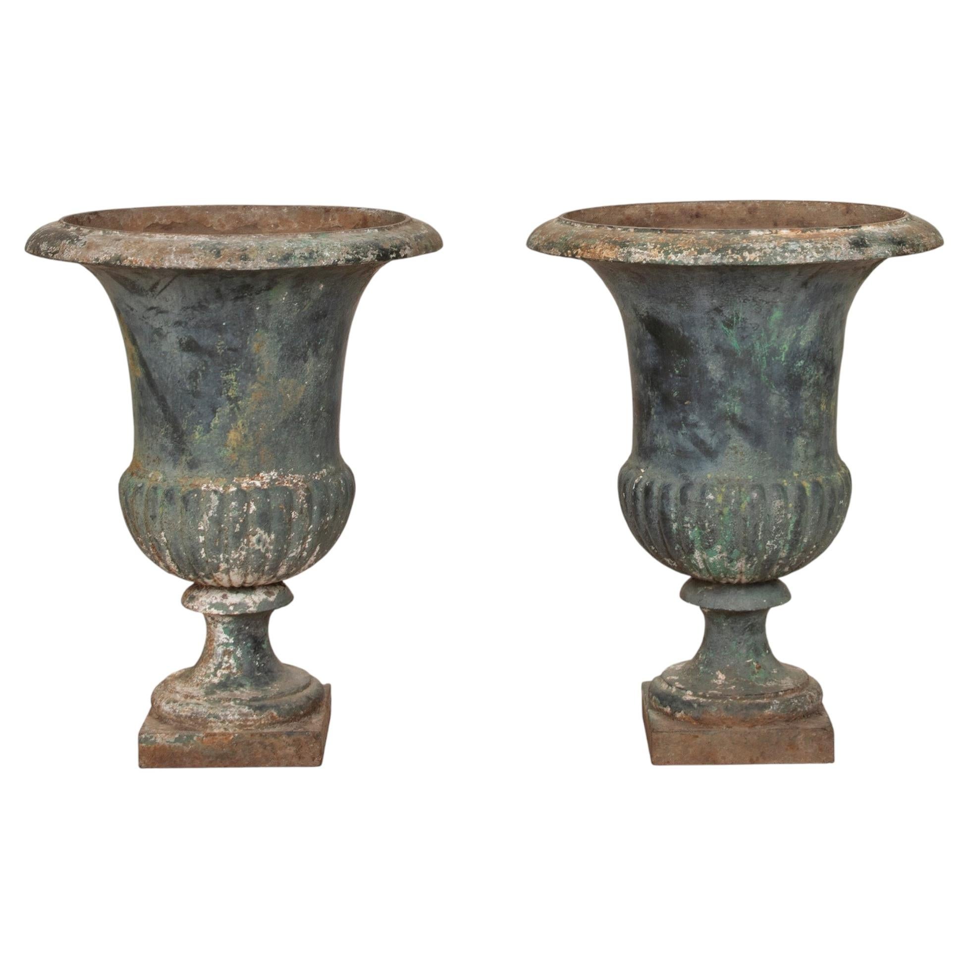 Pair of Late 18th Century French Cast Iron Urns