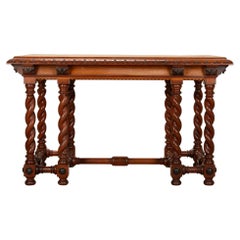 19th Century English Walnut and Oak Console Table