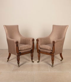 Pair of Early 19th Century George IV Library Armchairs