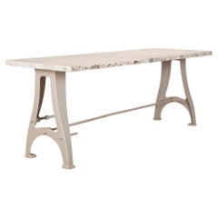 20th Century French Industrial Iron and Marble Console Table