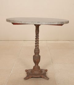 Early 20th Century French Stone Topped Iron Side Table
