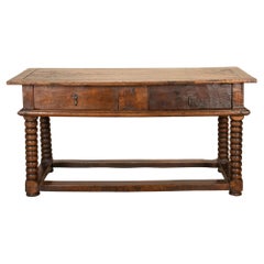 18th Century Spanish Console Table with Bobbin Carved Legs