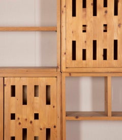 Large Mid-Century Italian Pine Shelf Room Divider