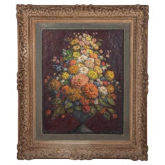 Large Mid-20th Century French Still Life Oil on Canvas Painting