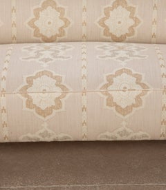 Late 19th Century Sofa Reupholstered Herringbone and Floral Linen