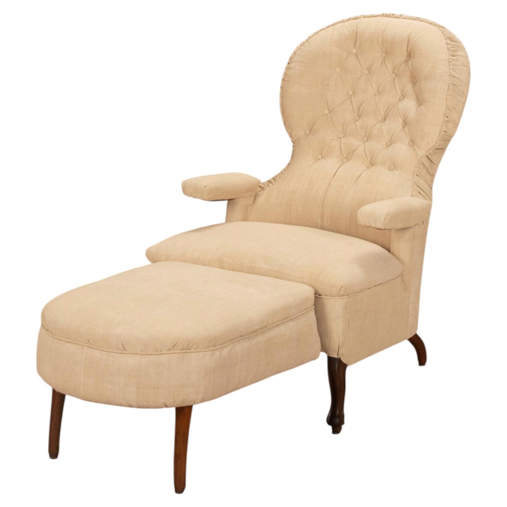 19th Century English Chair and Footstool
