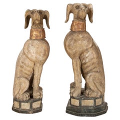Pair of 18th Century Italian Wooden Dogs