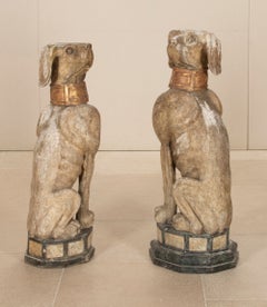 Pair of 18th Century Italian Wooden Dogs