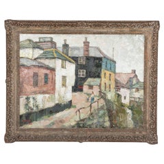 Large 20th Century Impressionist Oil on Canvas Painting of Newlyn by Gregoire Bo