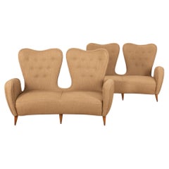 Pair of 1950s Italian Sofas Reupholstered in Linen