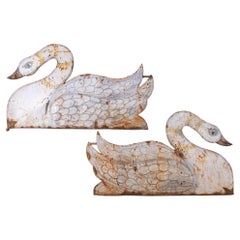 Pair of 20th Century Painted Tin Diwali Swans