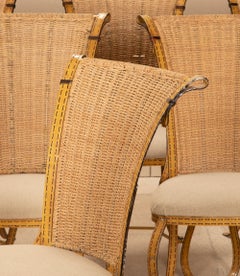 Set of Eight Mid-Century French Metal Dining Chairs