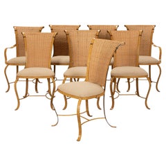 Set of Eight Mid-Century French Metal Dining Chairs