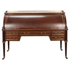 19th Century French Mahogany Cylinder Desk